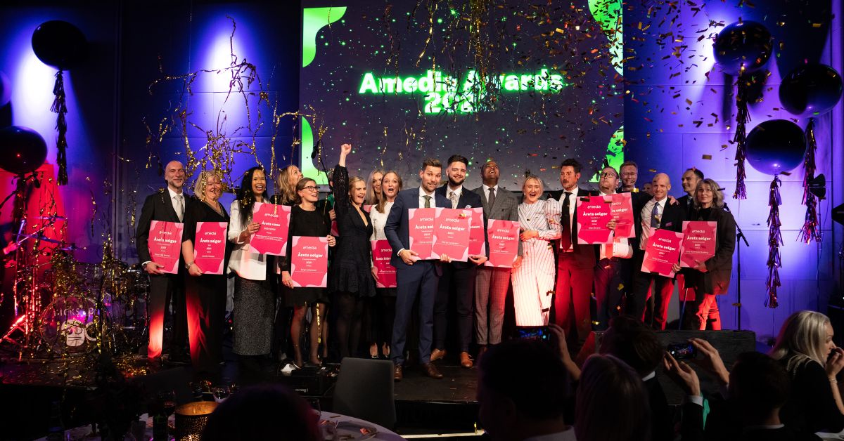 Fornøyde vinnere på Amedia Awards. Foto: Megapiksel